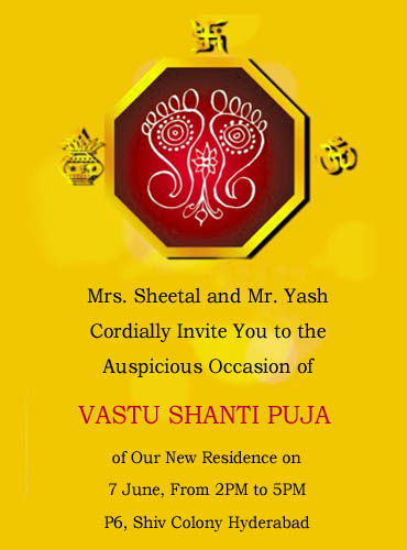 Card for vastu shanti puja