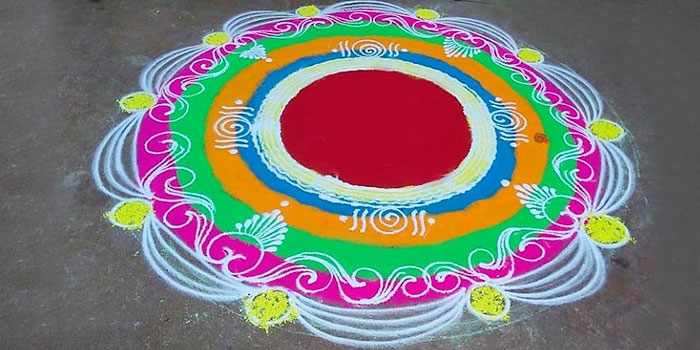 Rangoli design vastu santi puja