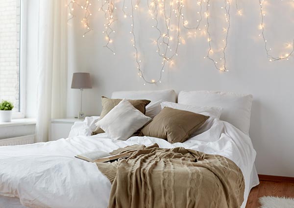 Fairy lights around furniture