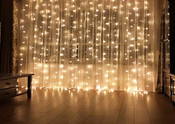 Fairy lights as curtains