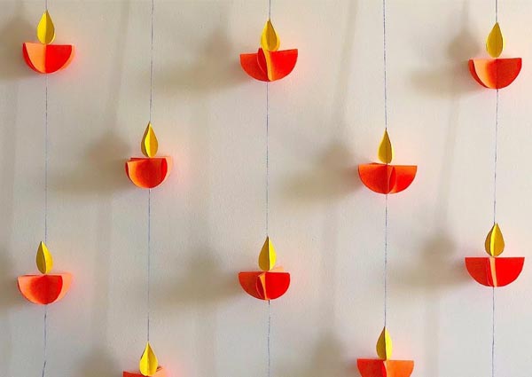 Hangings of paper diyas