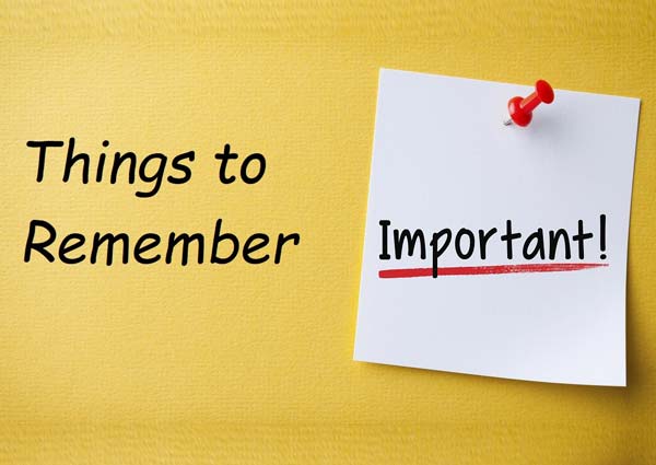 Things to Remember before moving in