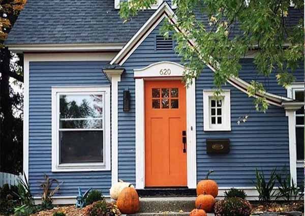 Electric blue and orange paint