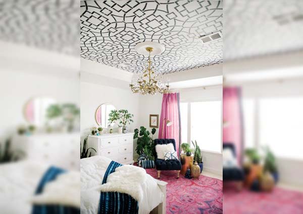 Stencilled ceiling design