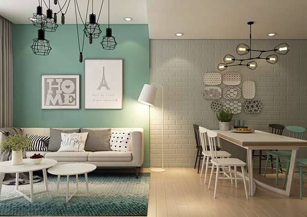 Green and grey color for living room walls 