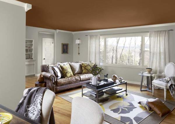 Grey and brown color for living room walls 