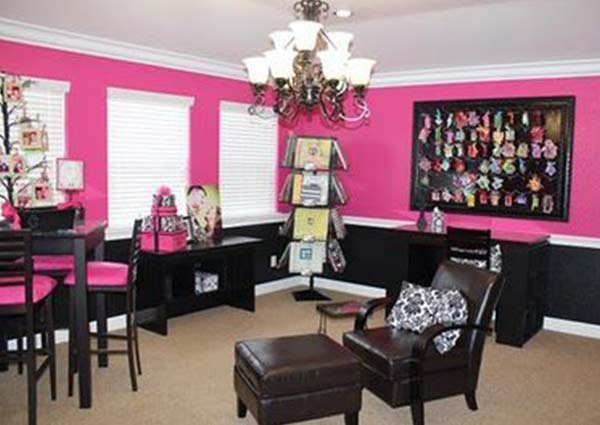 Pink with Black color for living room walls 