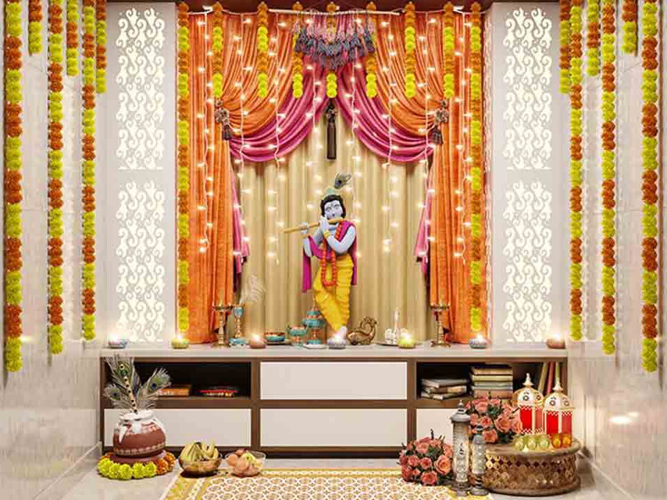 how to decorate temple for krishna janmashtami