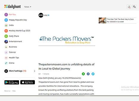 dailyhunt thepackersmovers.com news