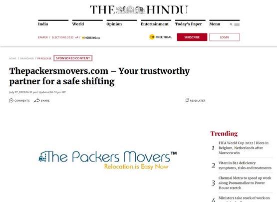 Thepackersmovers.com News on outlookindia.com