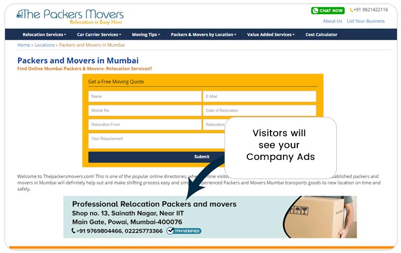 route page ads